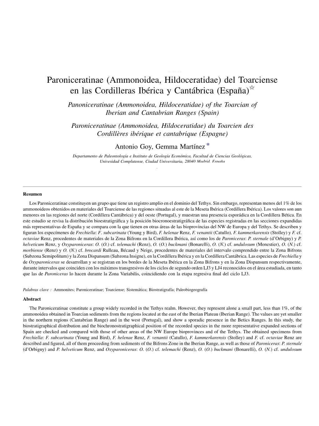 (Ammonoidea, Hildoceratidae) Del Toarciense En Las