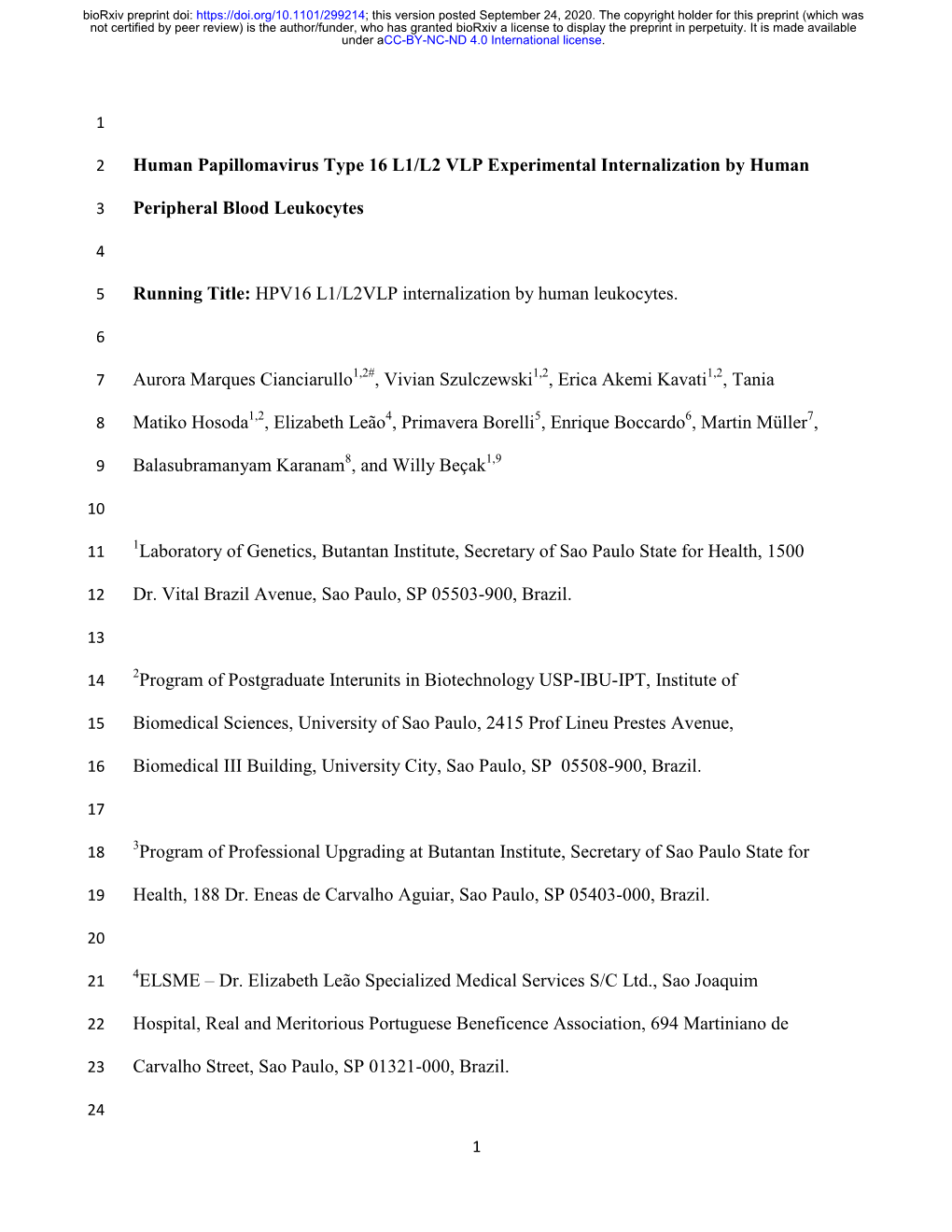 Human Papillomavirus Type 16 L1/L2 VLP Experimental Internalization by Human