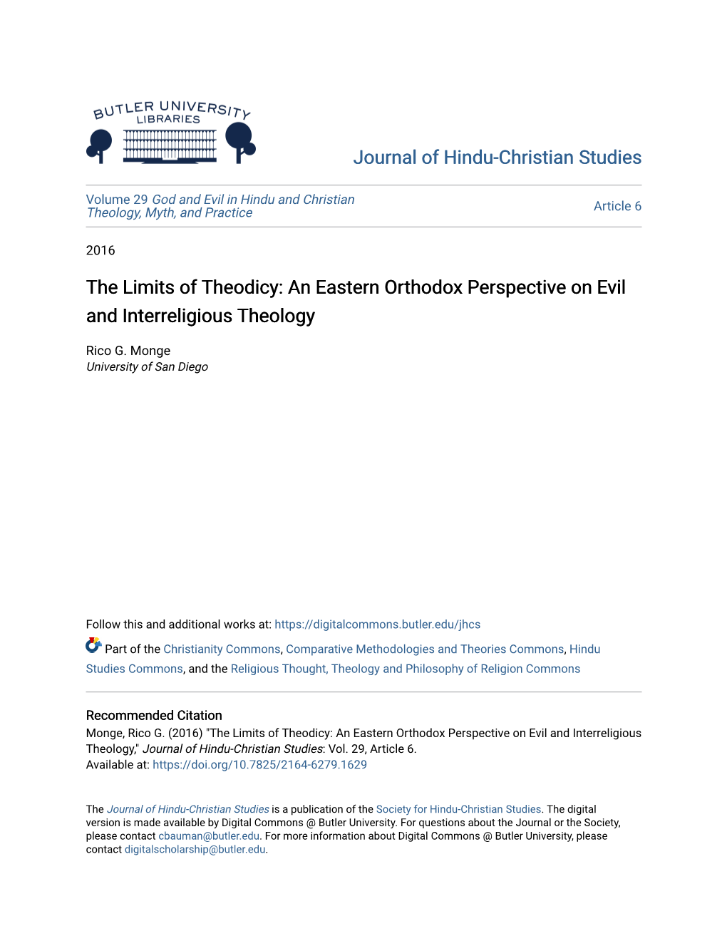 The Limits of Theodicy: an Eastern Orthodox Perspective on Evil and Interreligious Theology