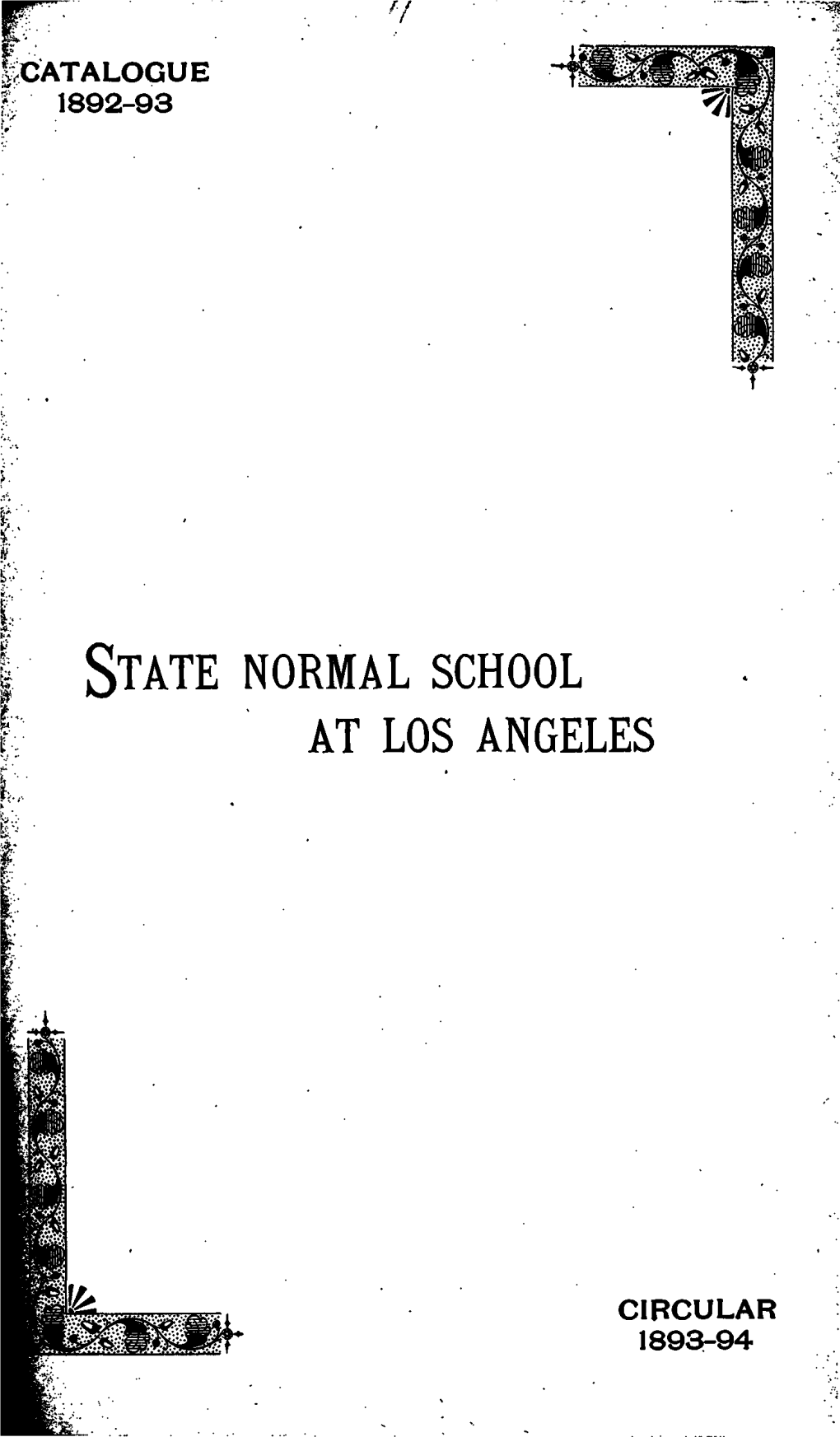 Catalogue State Normal School at Los Angeles Circular 1893-94