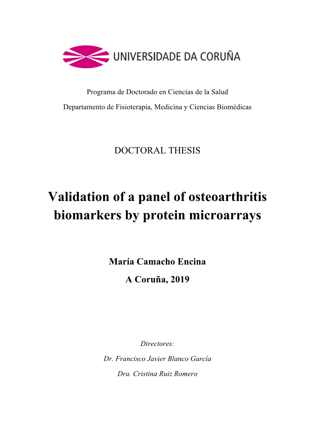 Validación De Biomarcadores De Artrosis Mediante Microarrays De