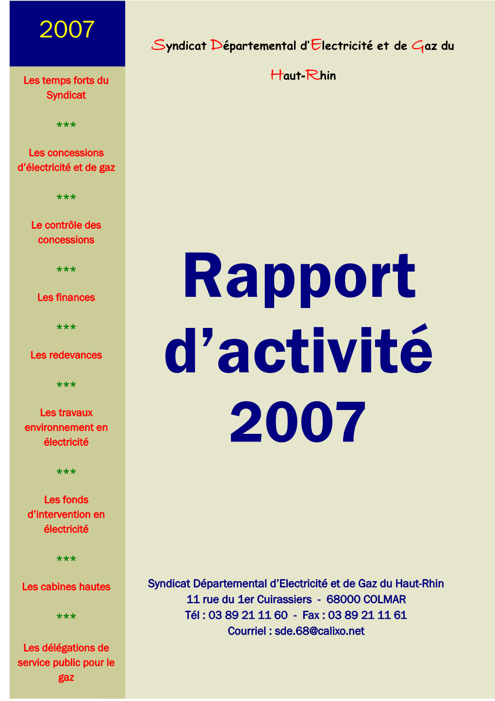 Syndicat Départemental D'electricité Et De Gaz Du Haut-Rhin Préambule