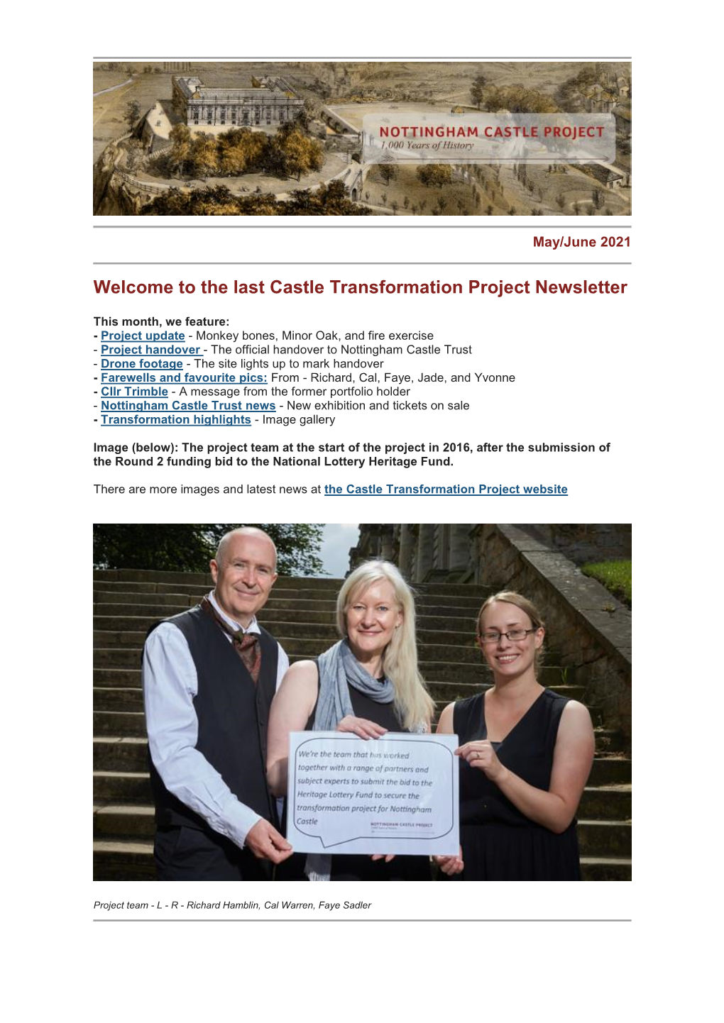 The Last Castle Transformation Project Newsletter