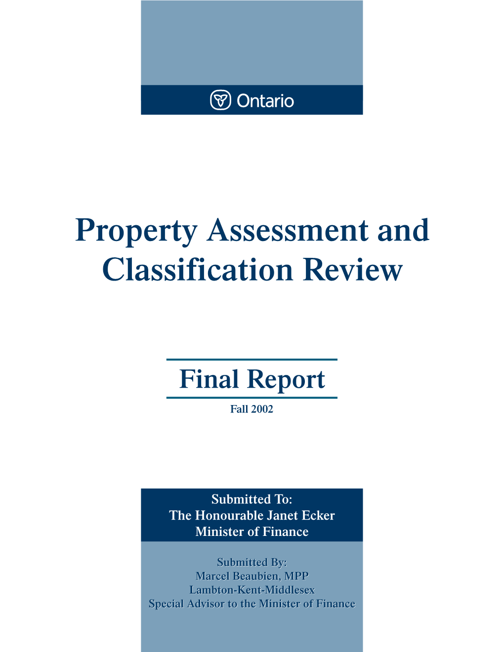 Property Assessment and Classification Review : Final Report