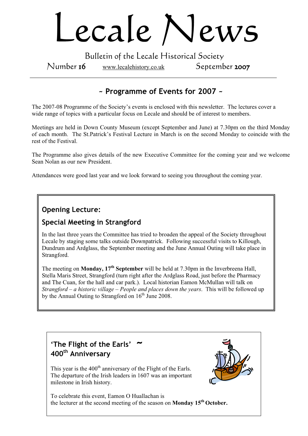 Bulletin of the Lecale Historical Society Number 16 September 2007