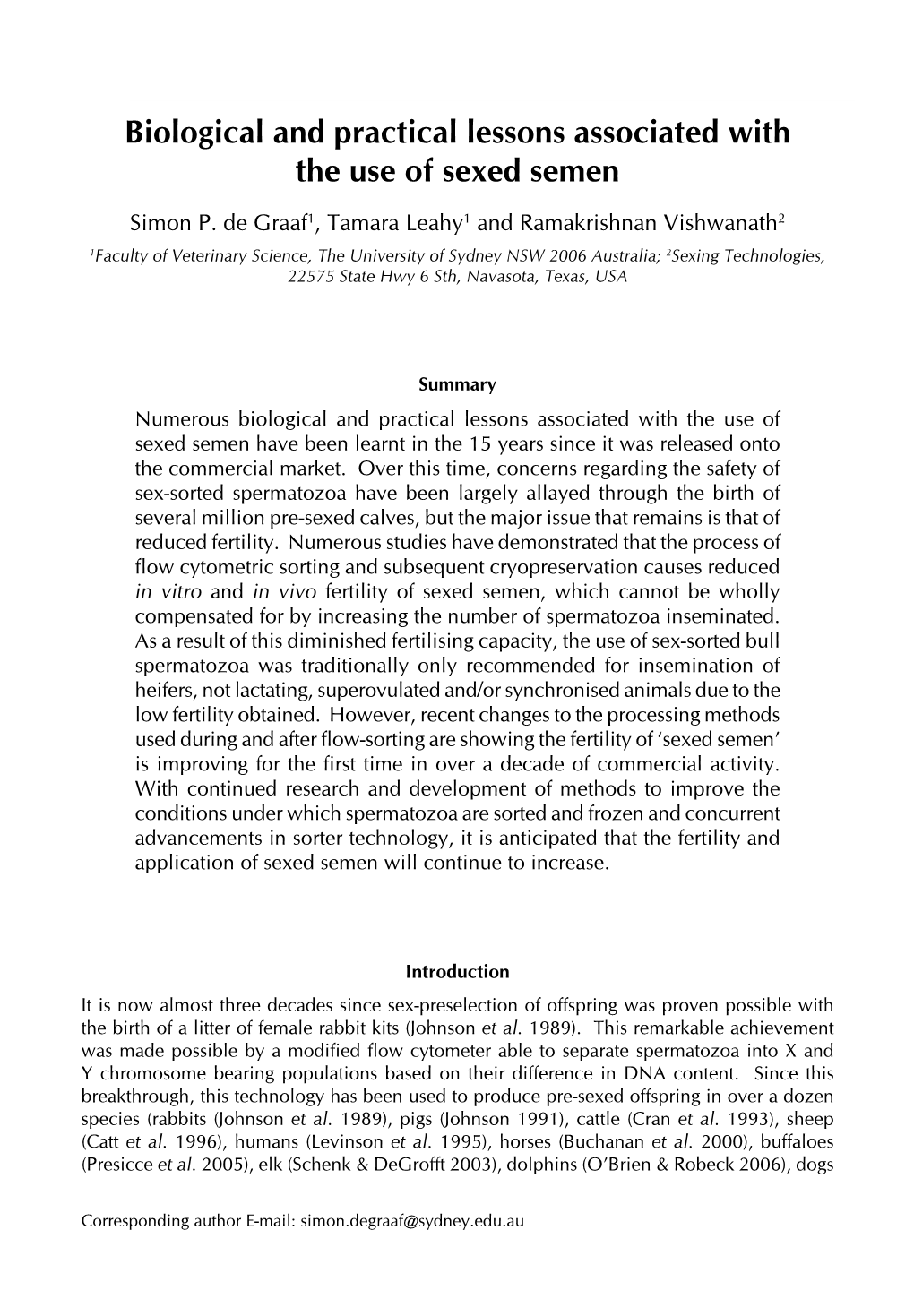 Biological and Practical Lessons Associated with the Use of Sexed Semen