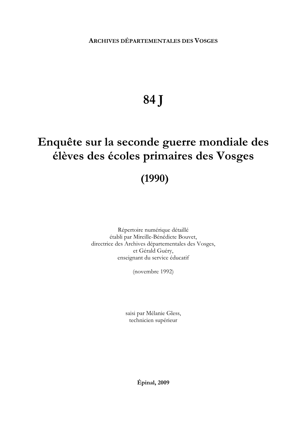 Enquête Sur La Seconde Guerre Mondiale Des Élèves Des Écoles Primaires Des Vosges