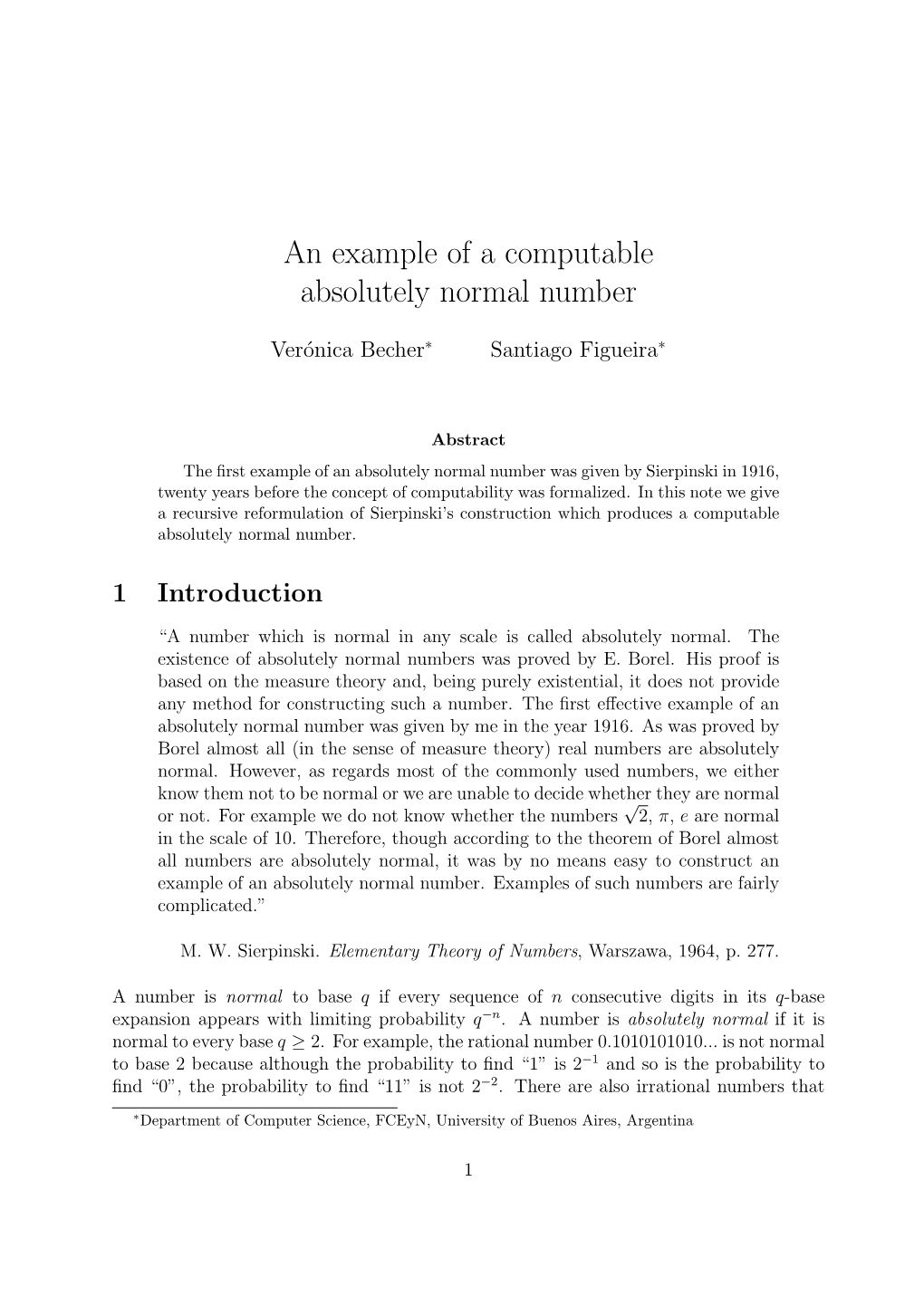 An Example of a Computable Absolutely Normal Number