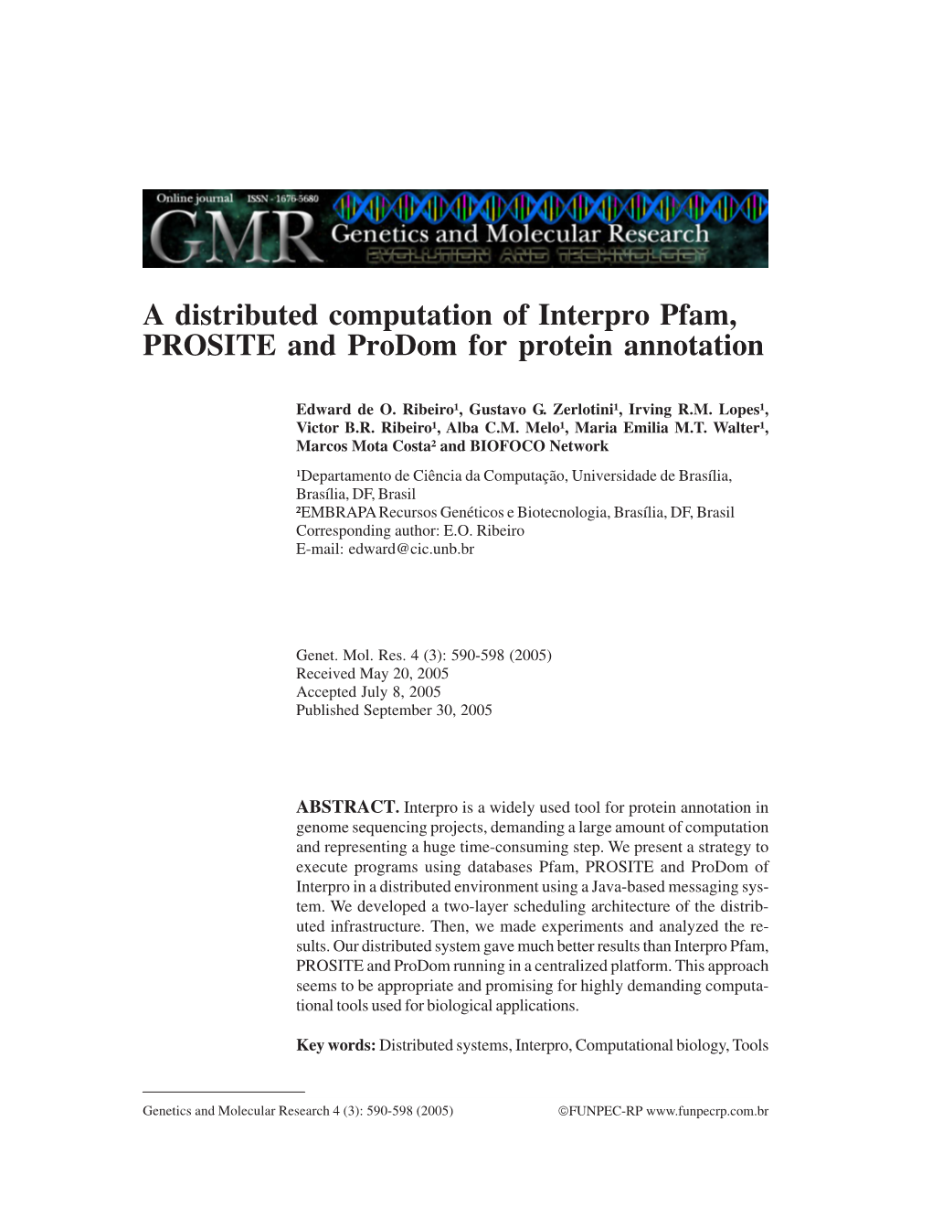 A Distributed Computation of Interpro Pfam, PROSITE and Prodom for Protein Annotation