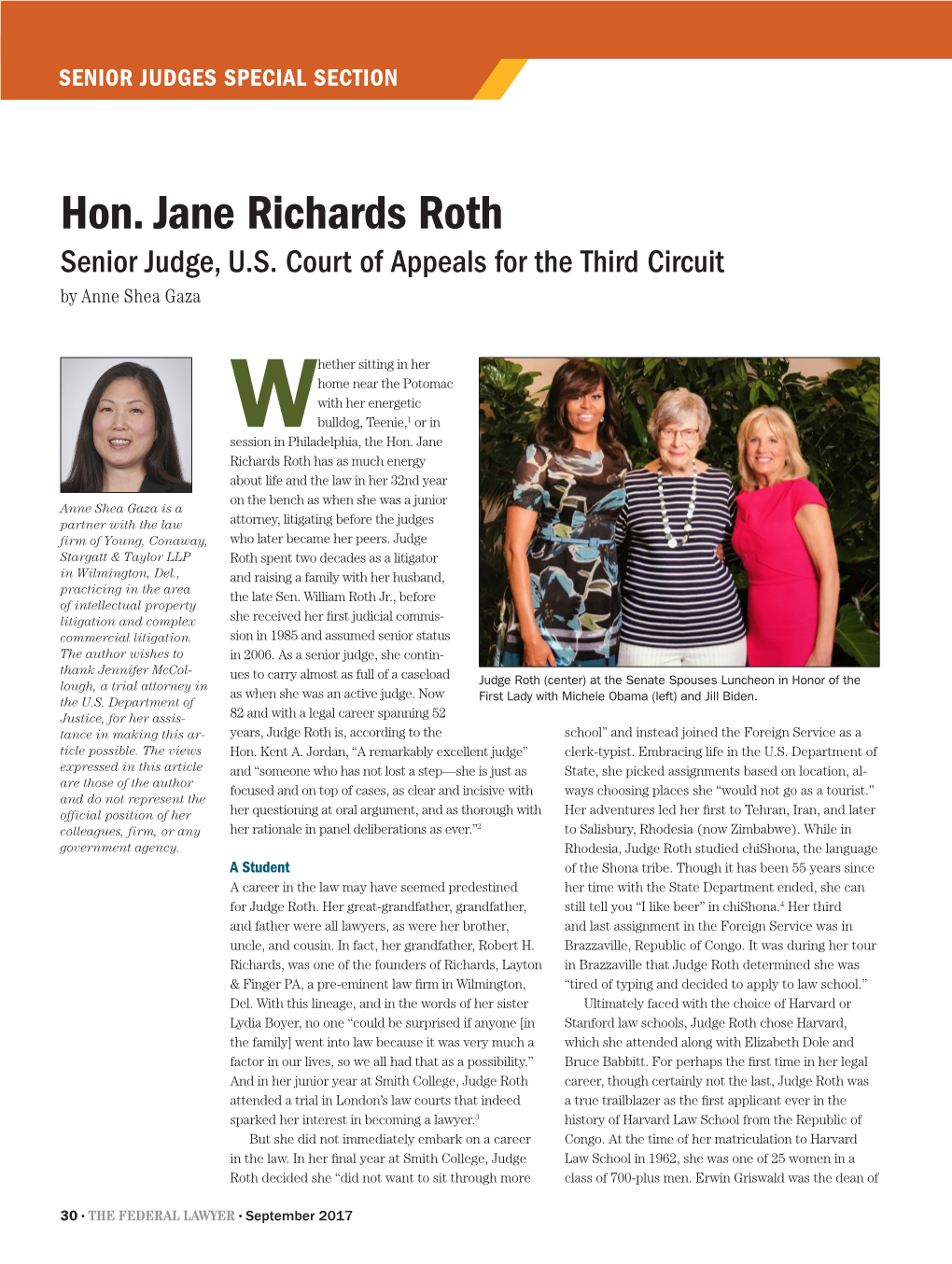 Hon. Jane Richards Roth Senior Judge, U.S