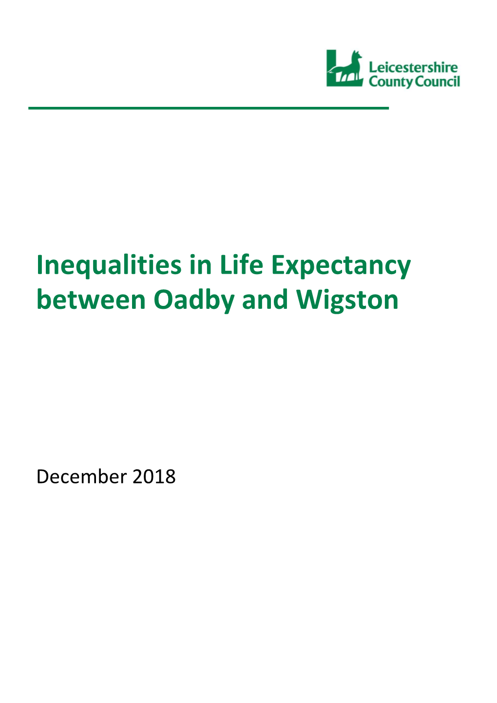 Inequalities in Life Expectancy Between Oadby and Wigston (2018)