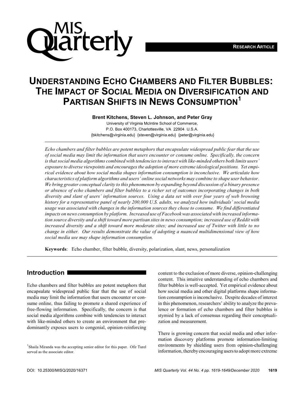 Understanding Echo Chambers and Filter Bubbles: the Impact of Social Media on Diversification and Partisan Shifts in News Consumption1