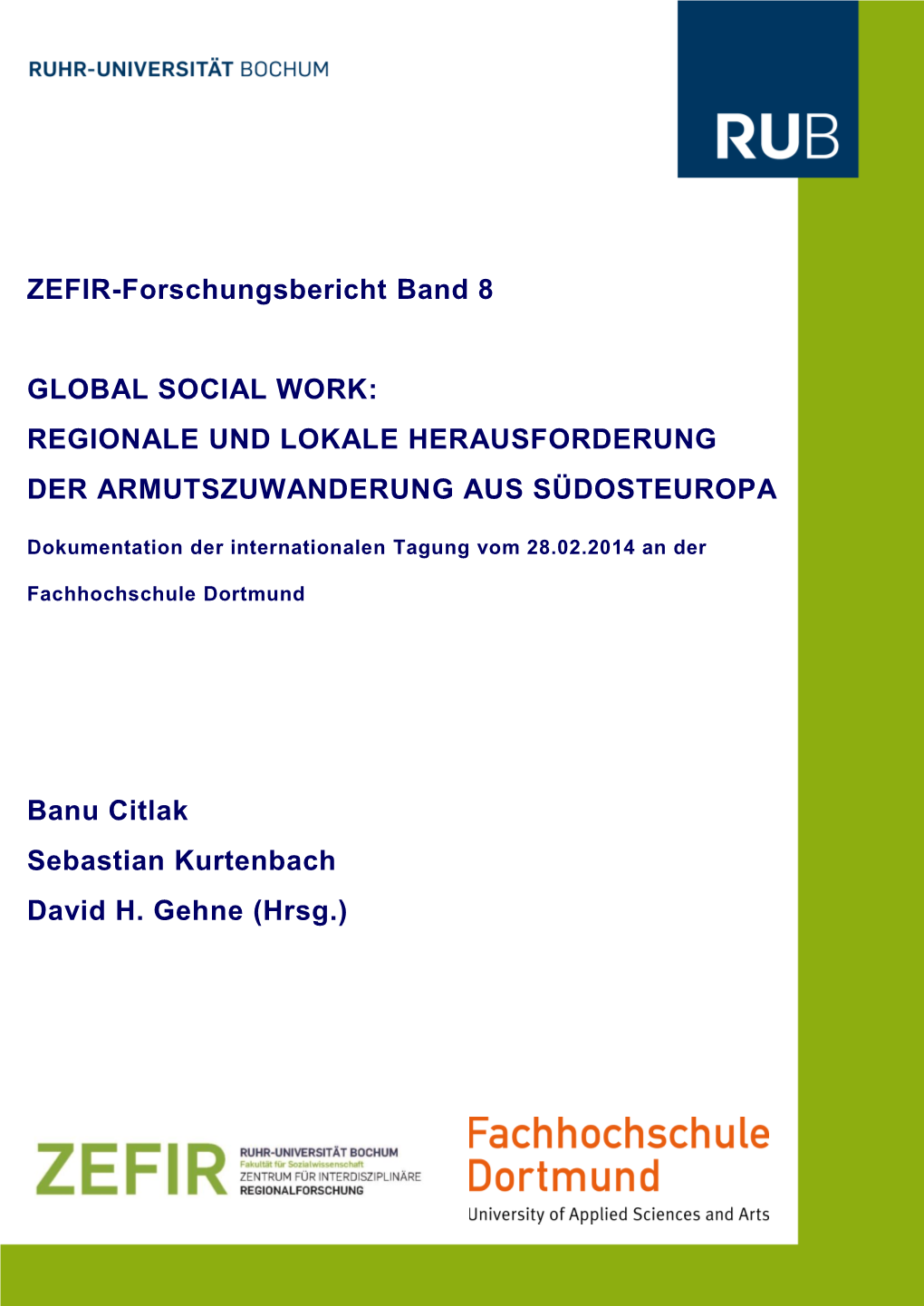 ZEFIR-Forschungsbericht Band 8 GLOBAL SOCIAL WORK