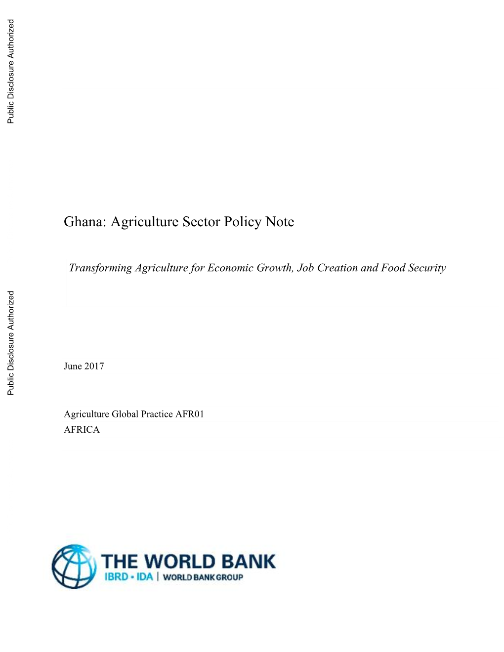 Ghana: Agriculture Sector Policy Note