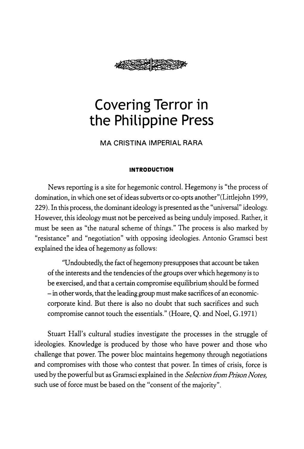 Covering Terror in the Philippine Press