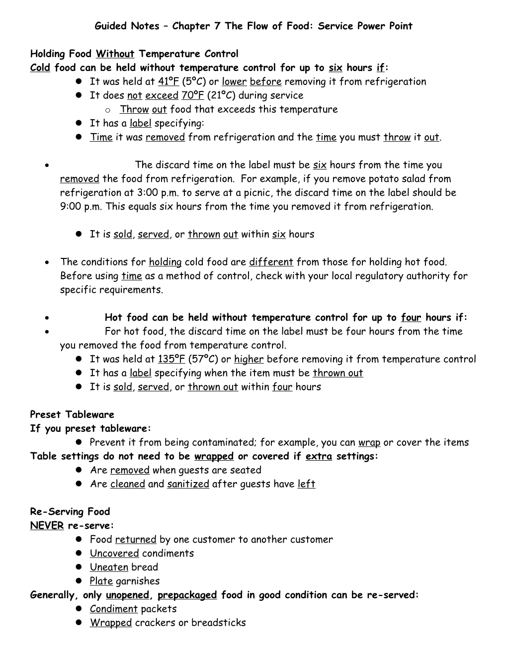 Guided Notes Chapter 5 the Flow of Food, Purchasing, Receiving and Storage Power Point