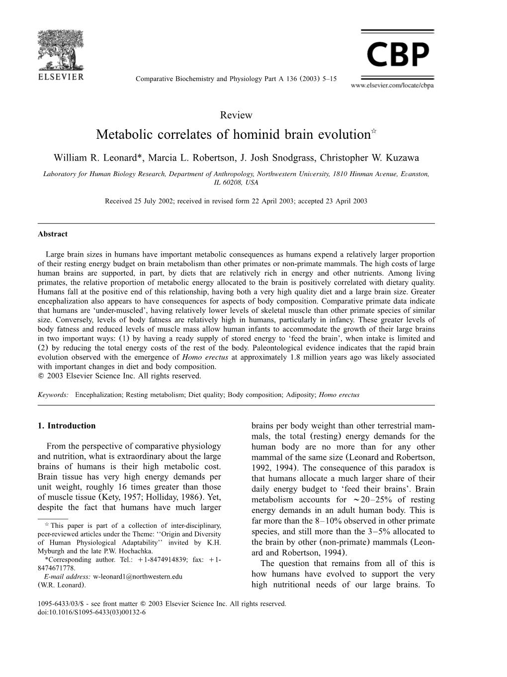 Metabolic Correlates of Hominid Brain Evolution૾