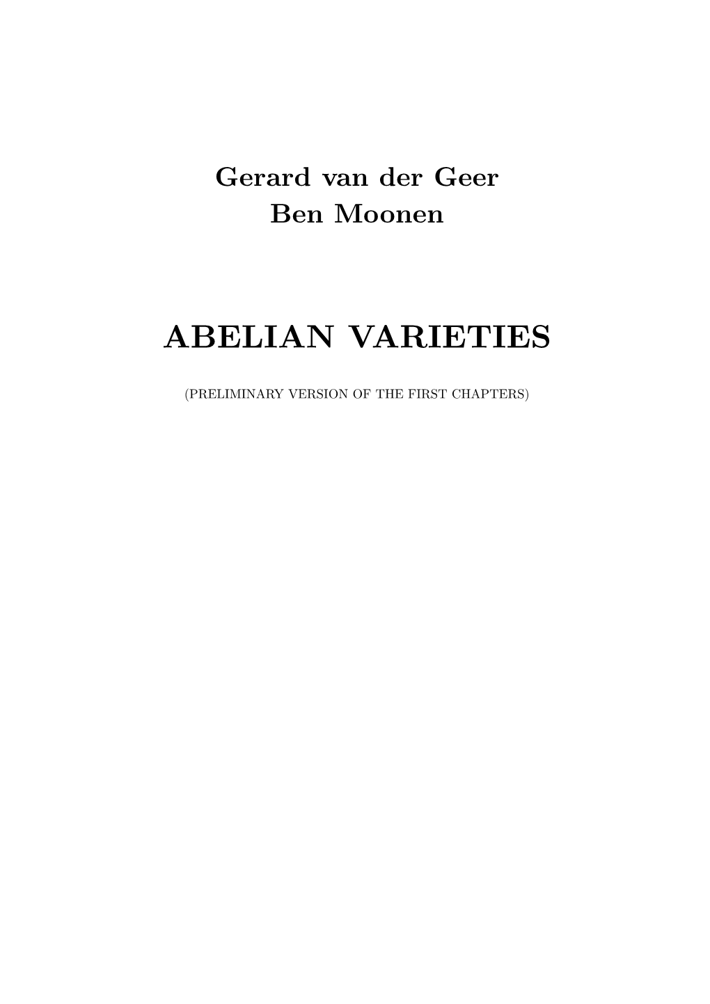 Abelian Varieties