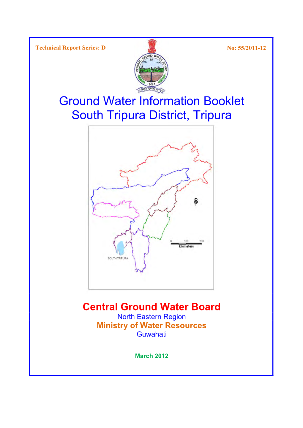 Ground Water Information Booklet South Tripura District, Tripura