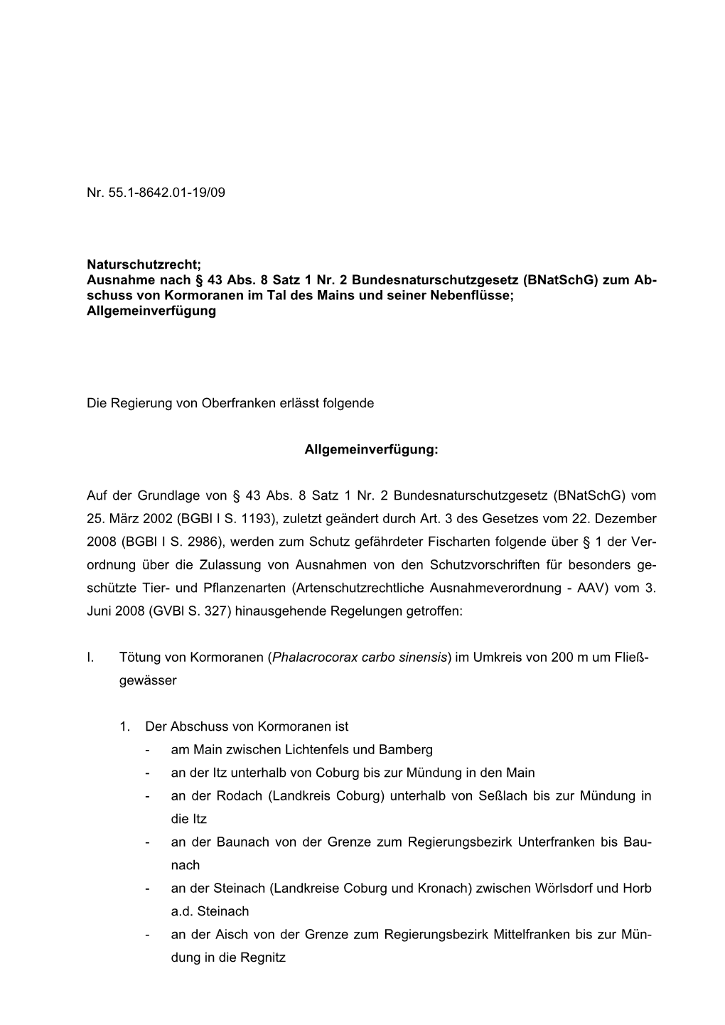 Allgemeinverfügung Kormorane Main Und Nebenflüsse