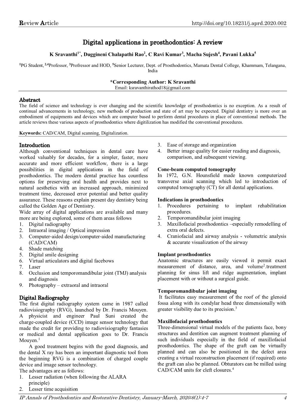 Digital Applications in Prosthodontics: a Review