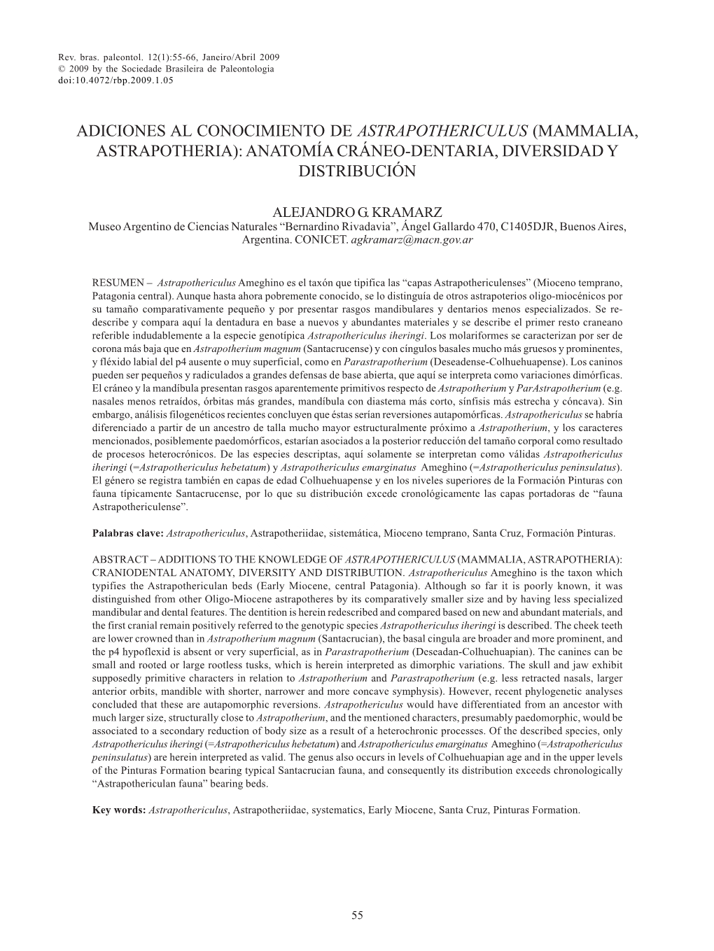 Mammalia, Astrapotheria): Anatomía Cráneo-Dentaria, Diversidad Y Distribución