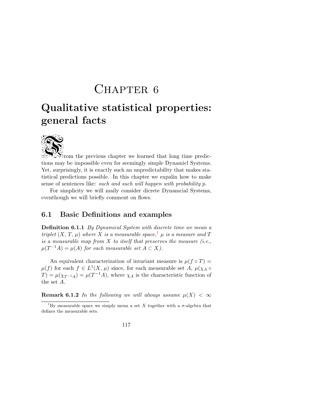Chapter 6 Qualitative Statistical Properties: General Facts
