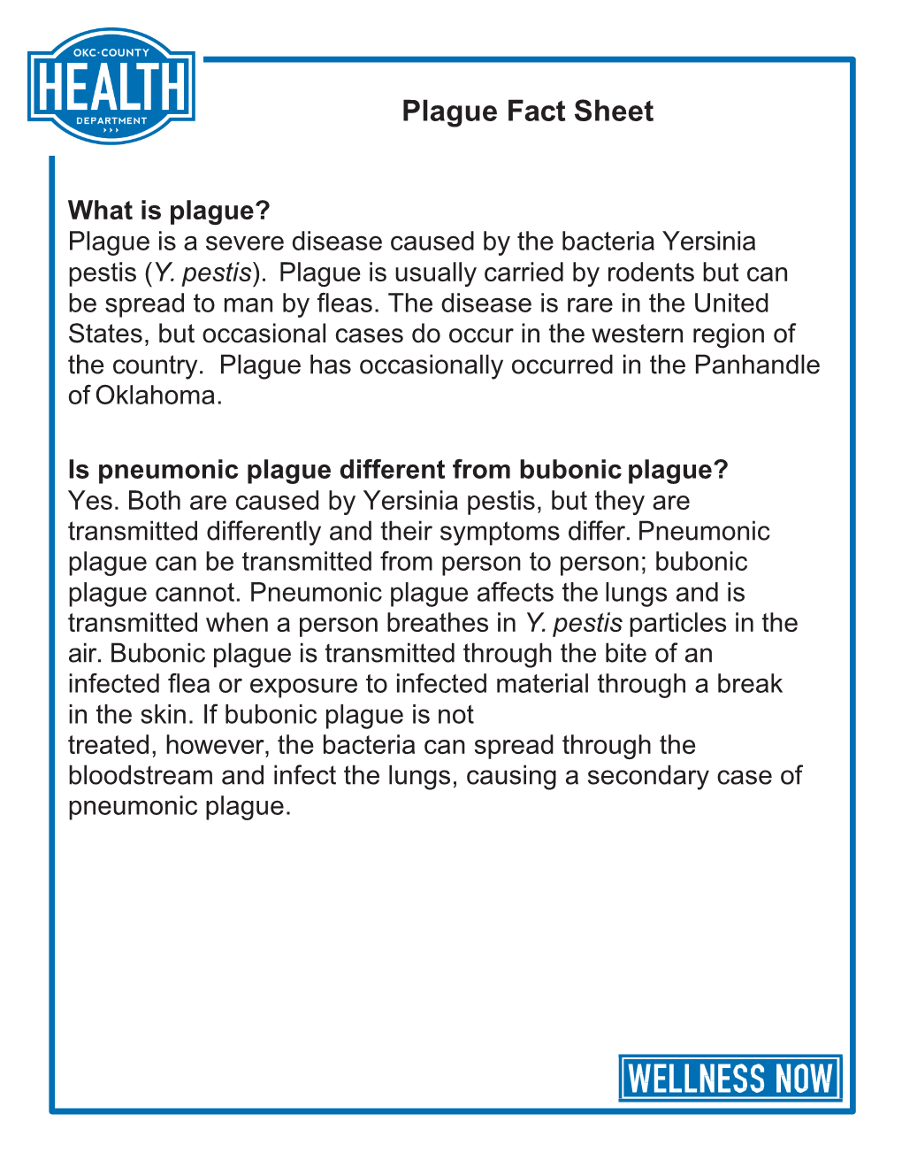 Plague Fact Sheet