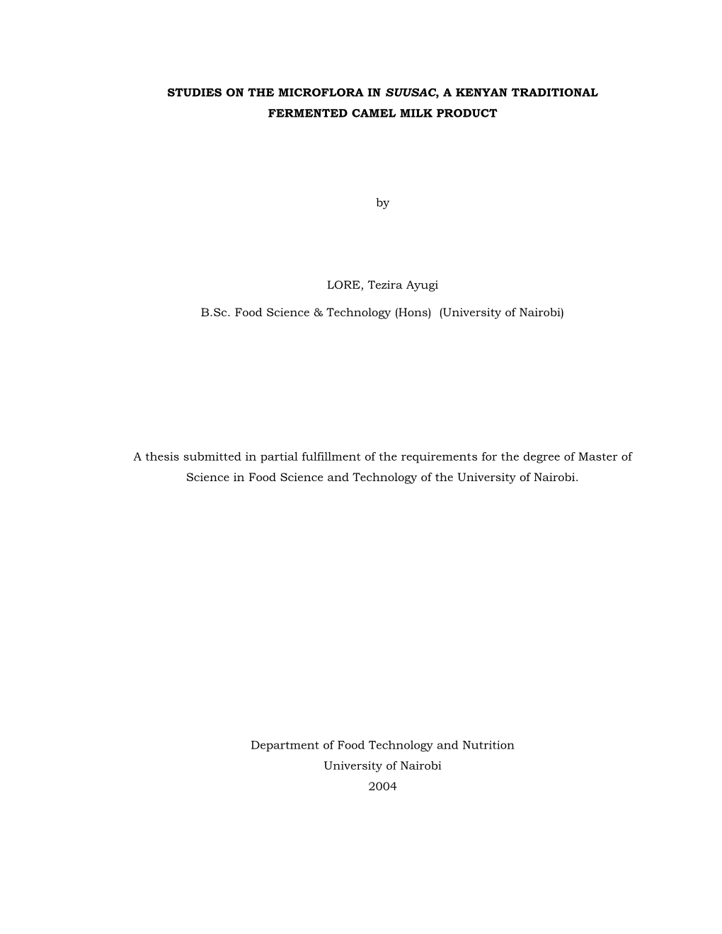 Studies on the Lactic Acid Bacteria and Yeasts in Susa