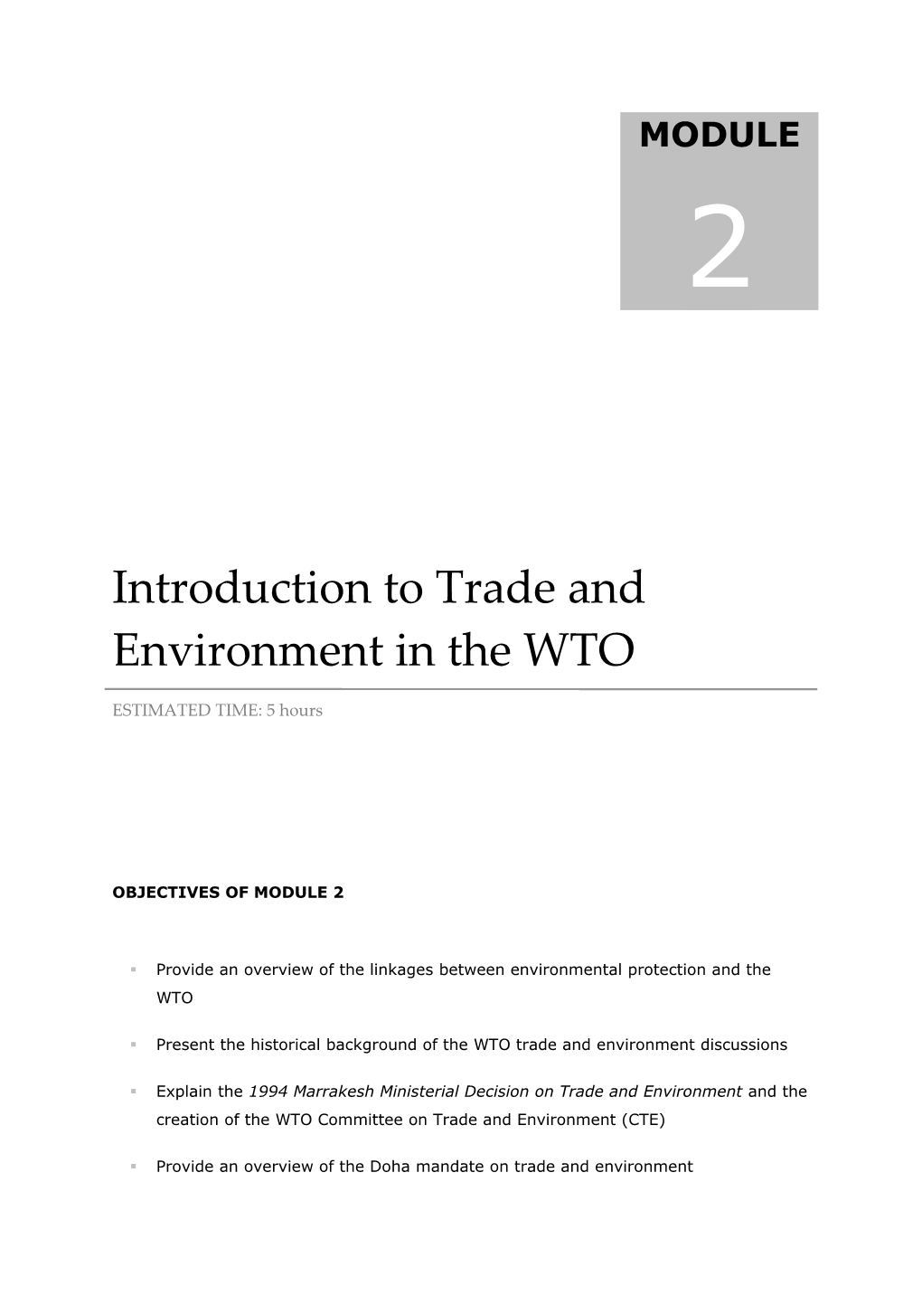 Trade and Environment M2