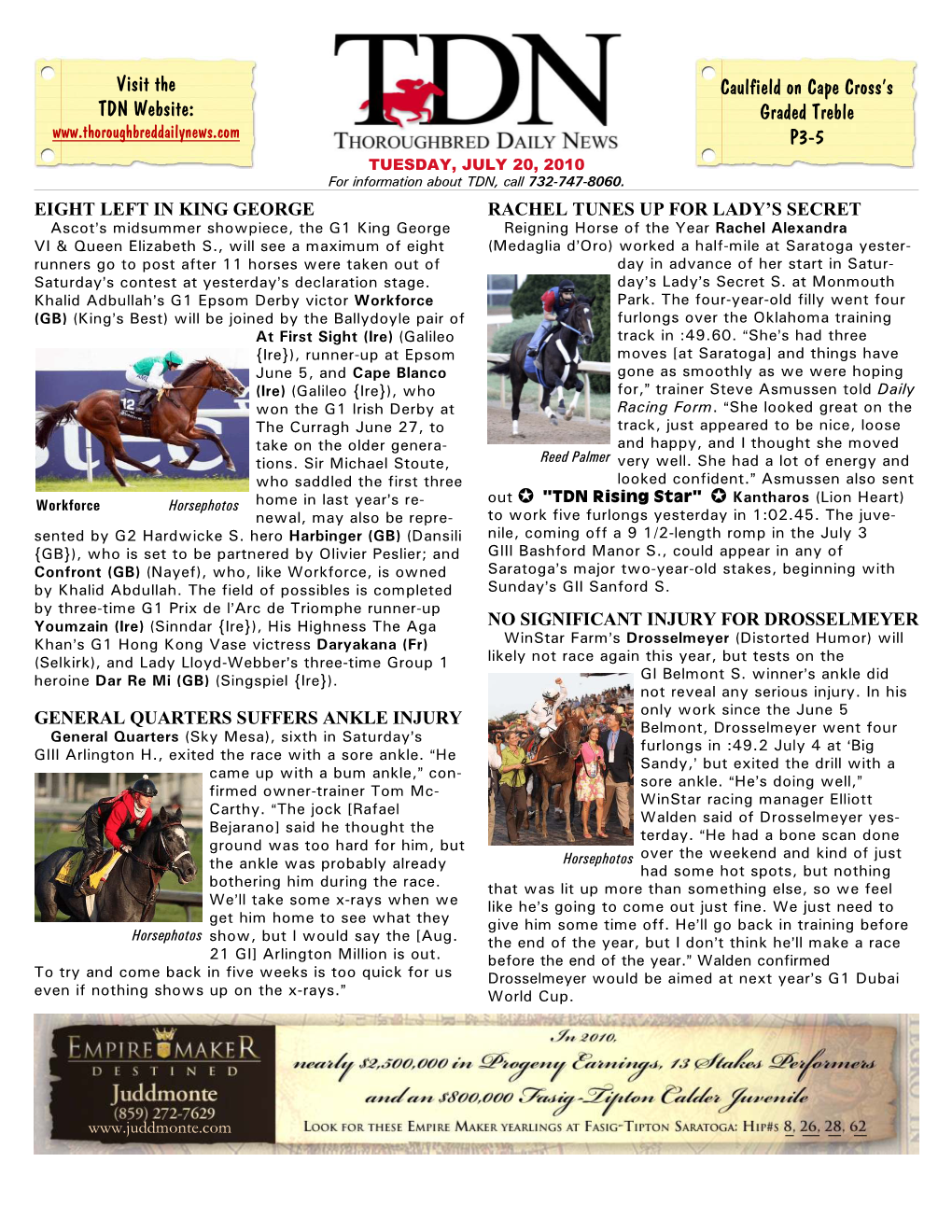 Visit the TDN Website: Caulfield on Cape Cross's Graded Treble P3-5