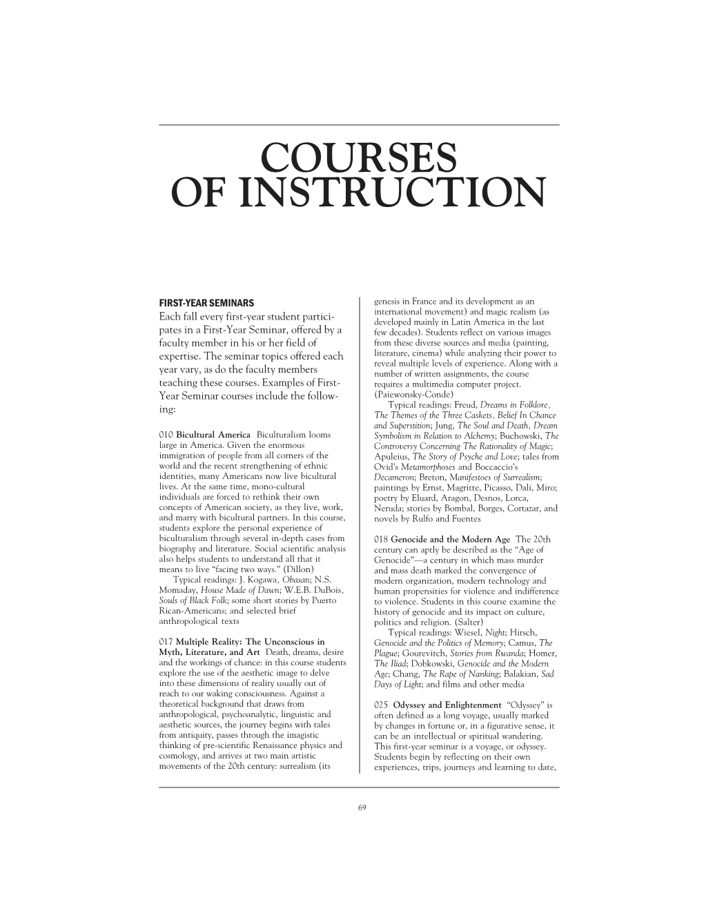 Courses of Instruction