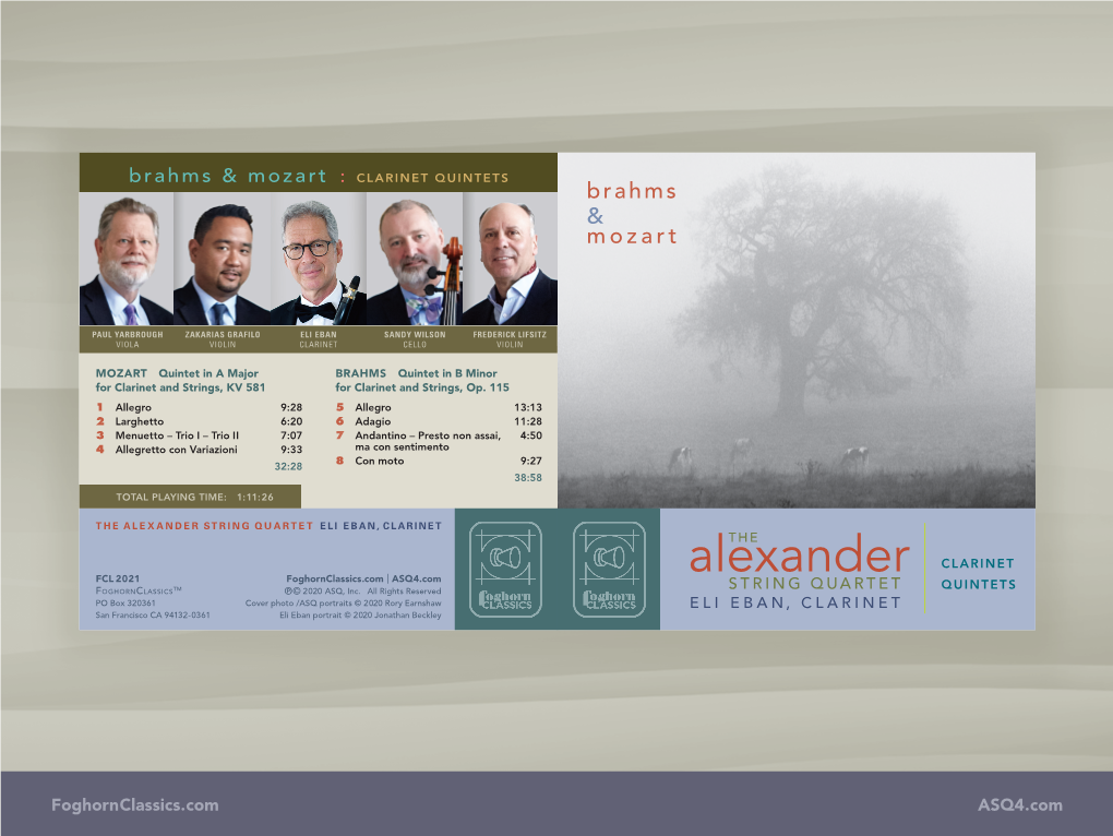 Alexander | QUINTETS Foghornclassicstm OP © 2020 ASQ, Inc