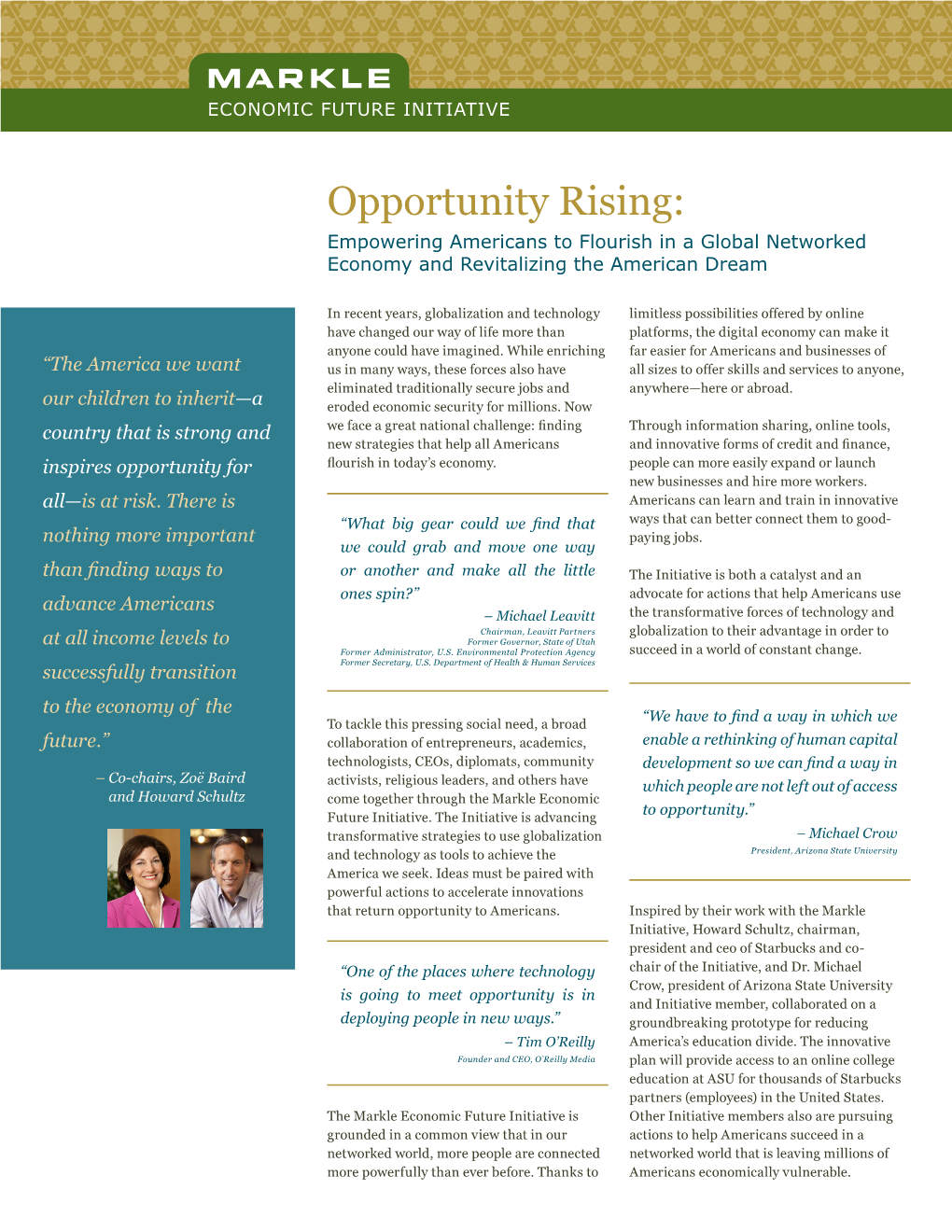 Opportunity Rising: Empowering Americans to Flourish in a Global Networked Economy and Revitalizingvisual the Identity American Dream Manual