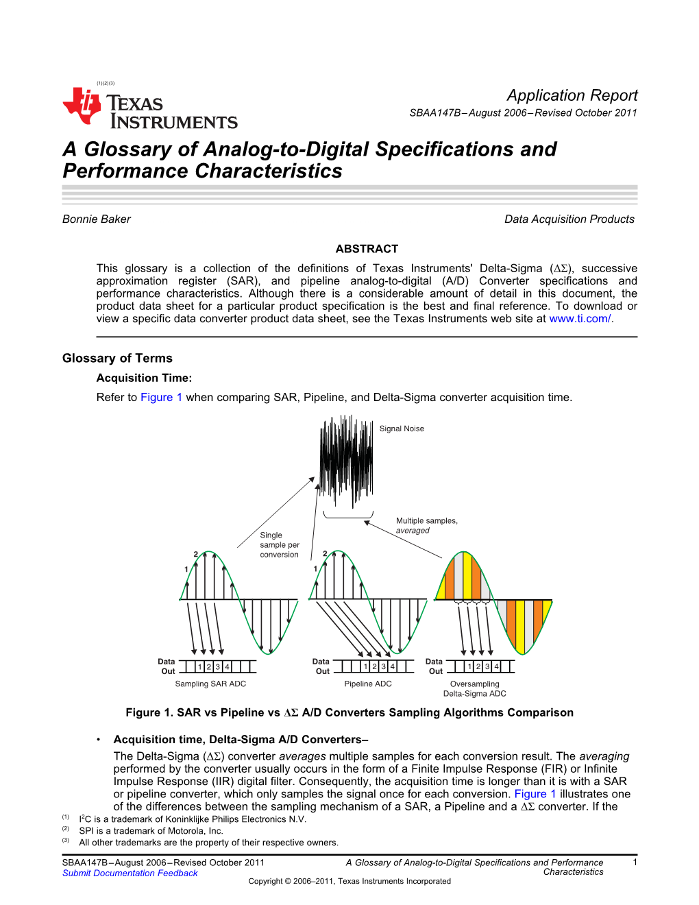 A Glossary of Analog-To-Digital Specifications and Performance Characteristics