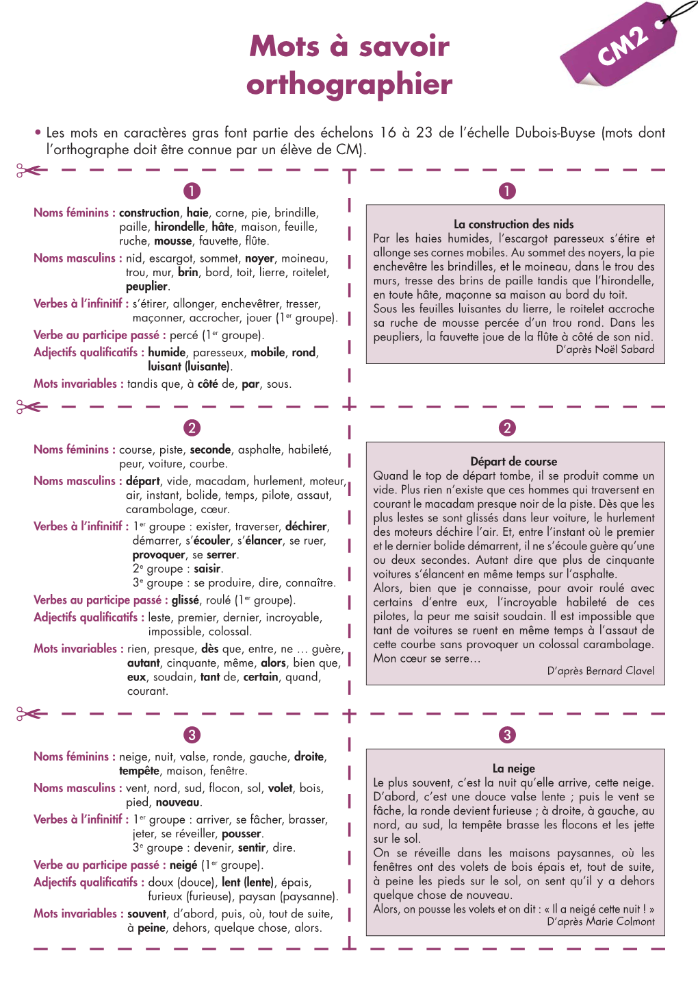 Mots À Savoir Orthographier