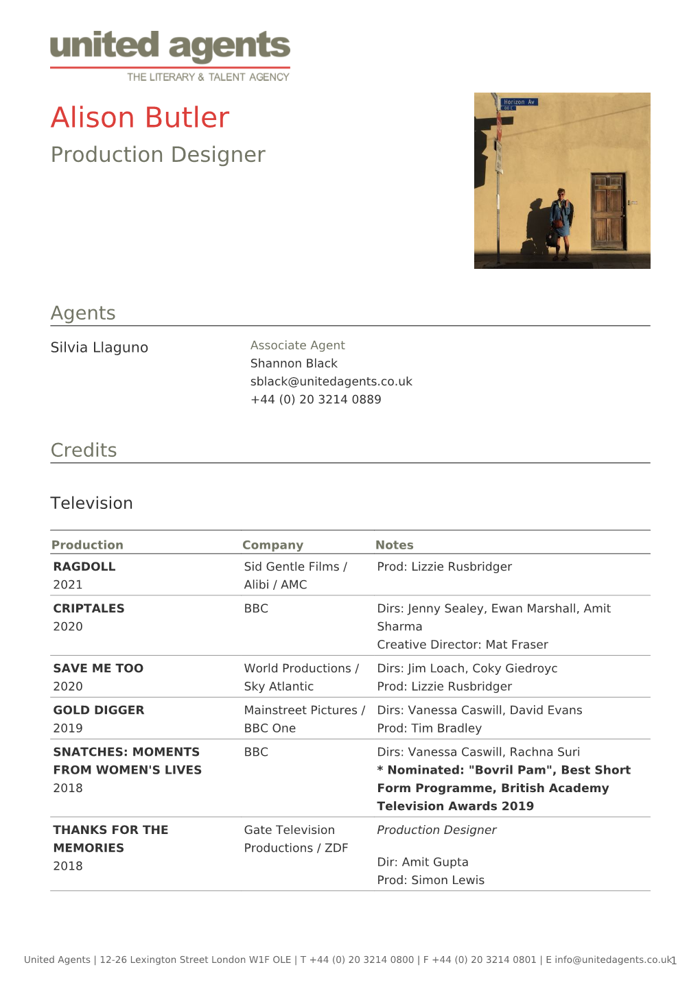 Alison Butler Production Designer