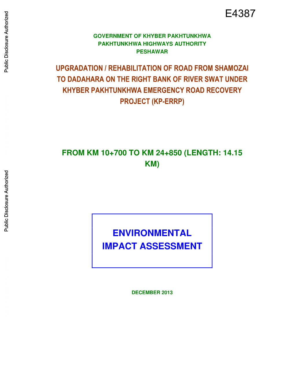 Upgradation / Rehabilitation of Road from Shamozai