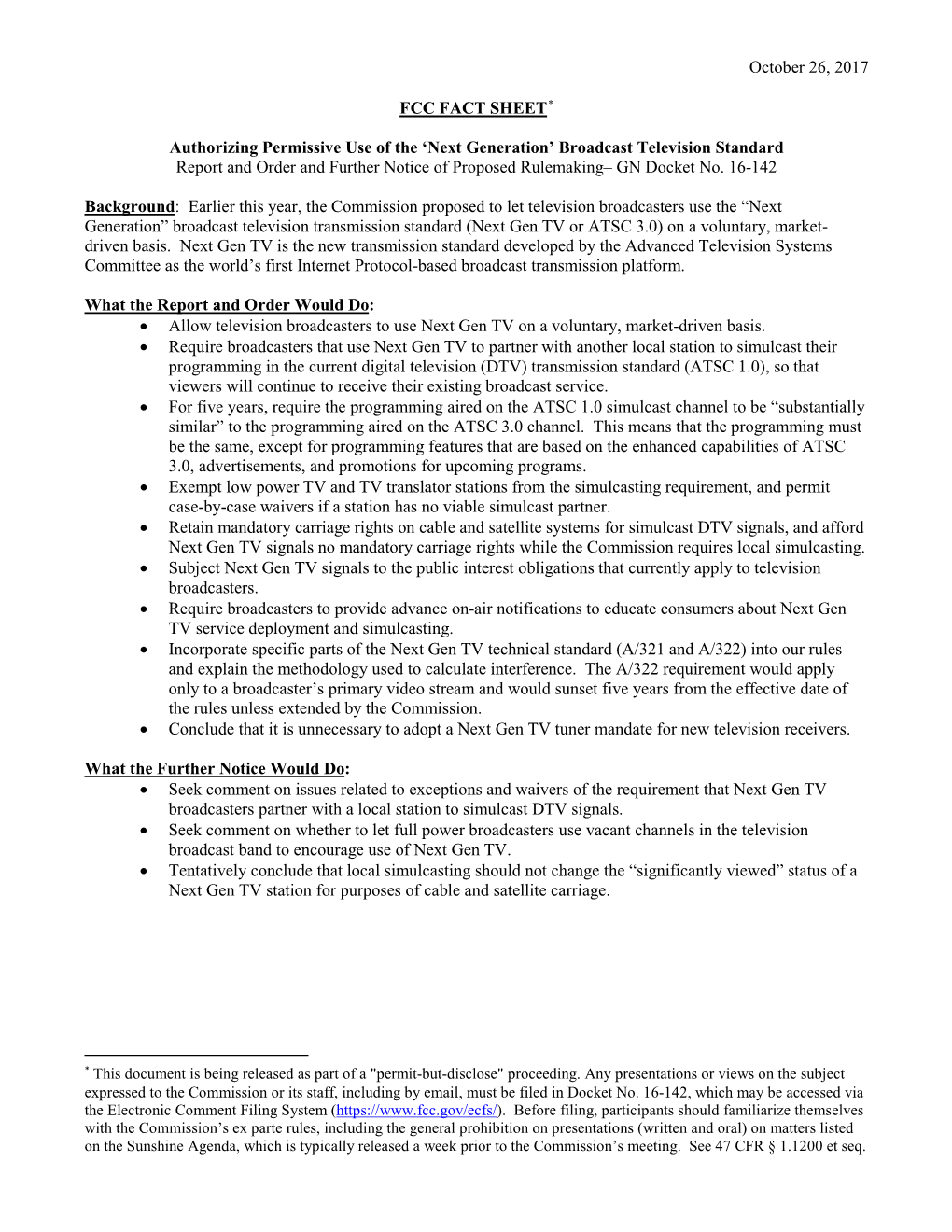 Broadcast Television Standard Report and Order and Further Notice of Proposed Rulemaking– GN Docket No