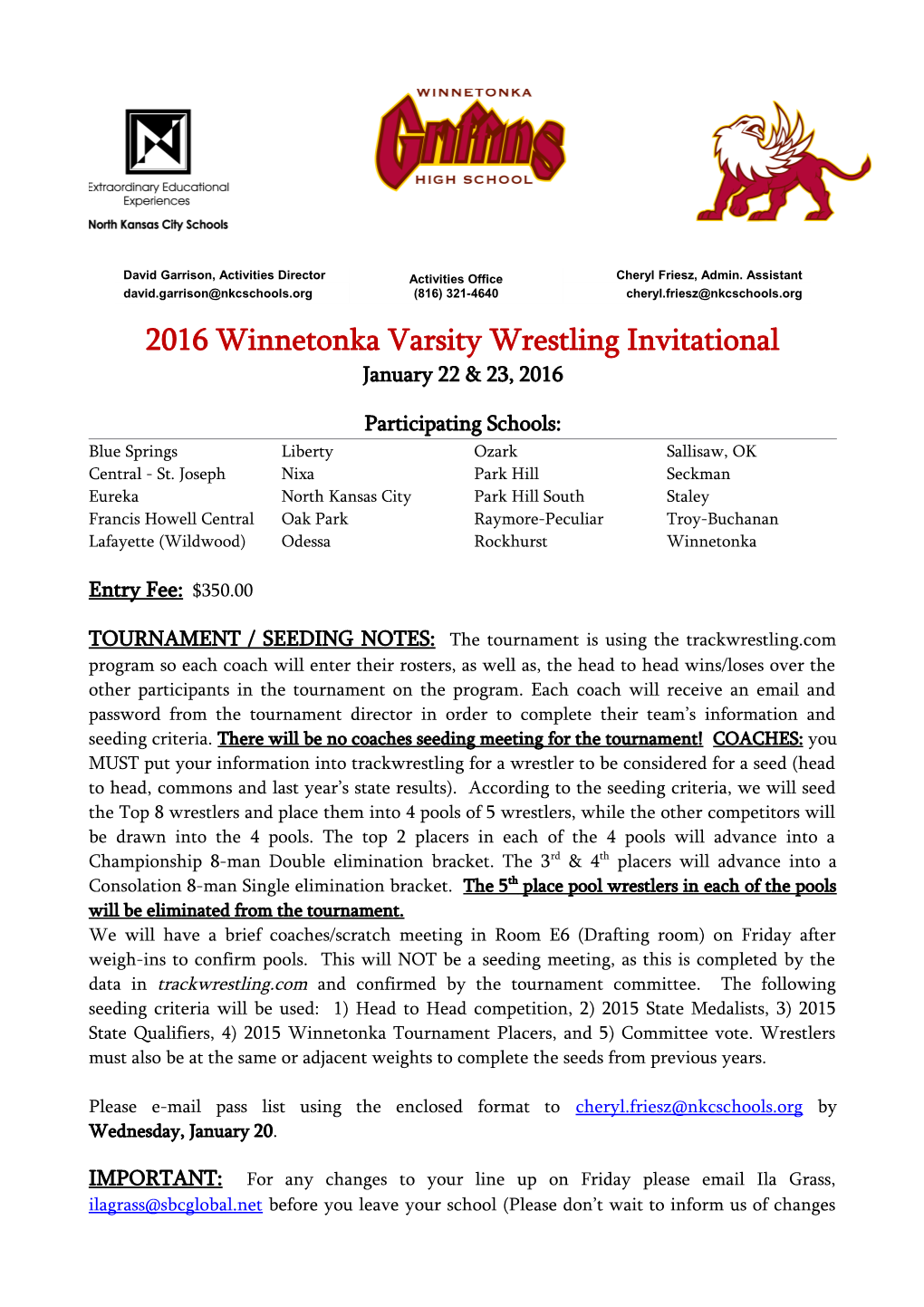 2016 Winnetonka Varsity Wrestling Invitational