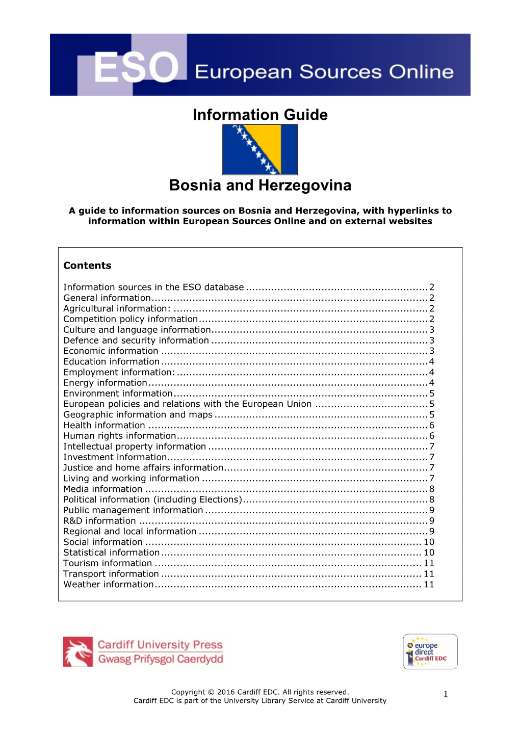 Information Guide Bosnia and Herzegovina