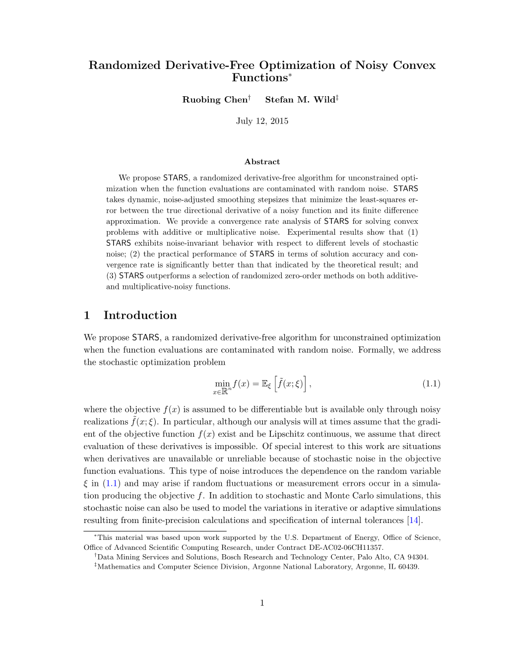 Randomized Derivative-Free Optimization of Noisy Convex Functions∗