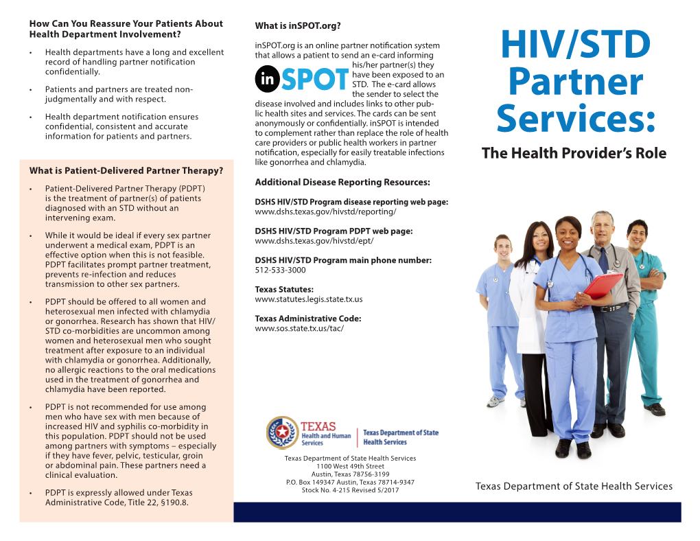 HIV/STD Partner Notification: the Health Provider's Role