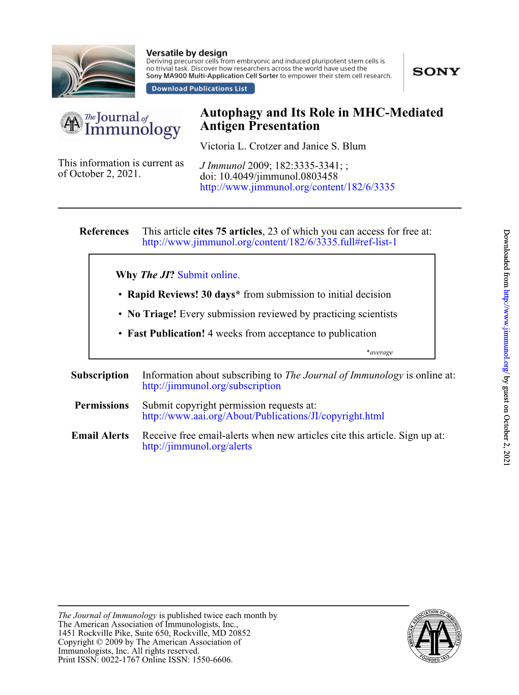 Antigen Presentation Autophagy and Its Role in MHC-Mediated