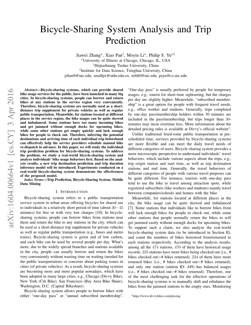 Bicycle-Sharing System Analysis and Trip Prediction