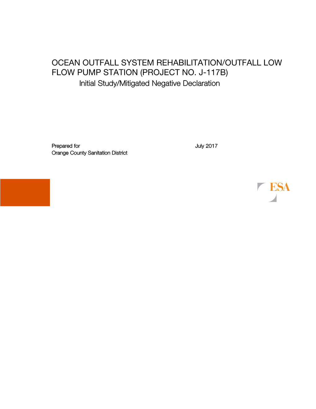 Ocean Outfall System Rehabilitation/Outfall Low Flow Pump Station (Project No