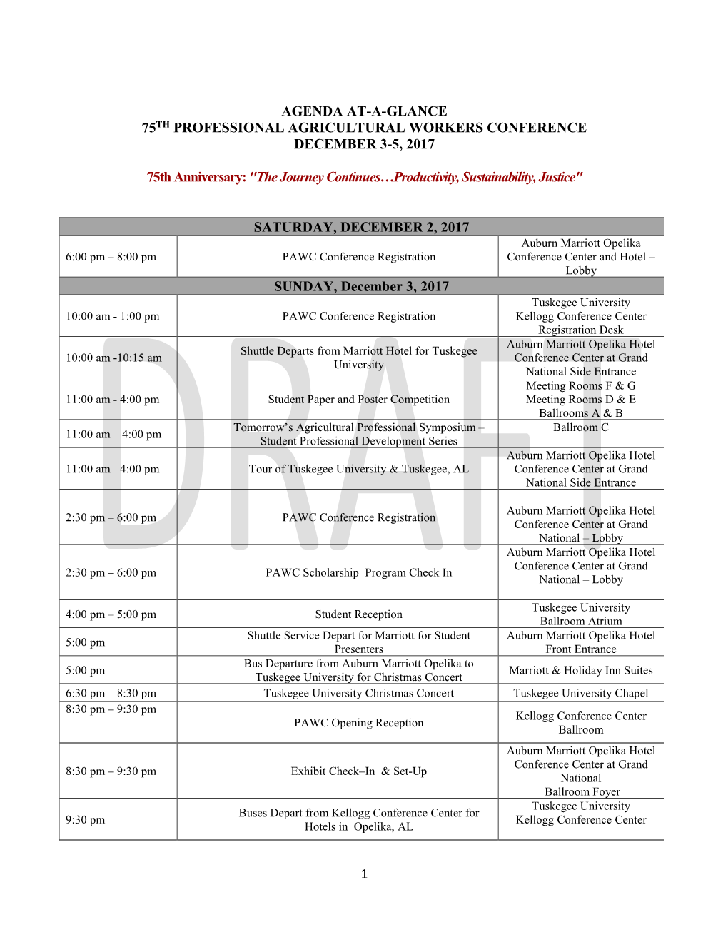 1 Agenda At-A-Glance 75Th Professional Agricultural