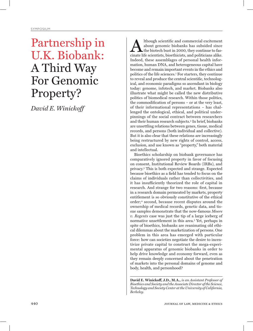 Partnership in UK Biobank