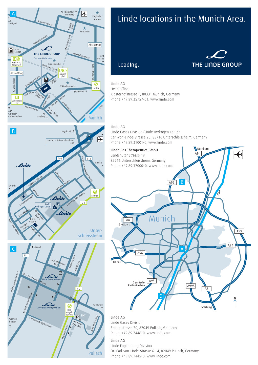 Linde Locations in the Munich Area. Stuttgart Asse E B11 Lohhof / Unterschleissheim Rass