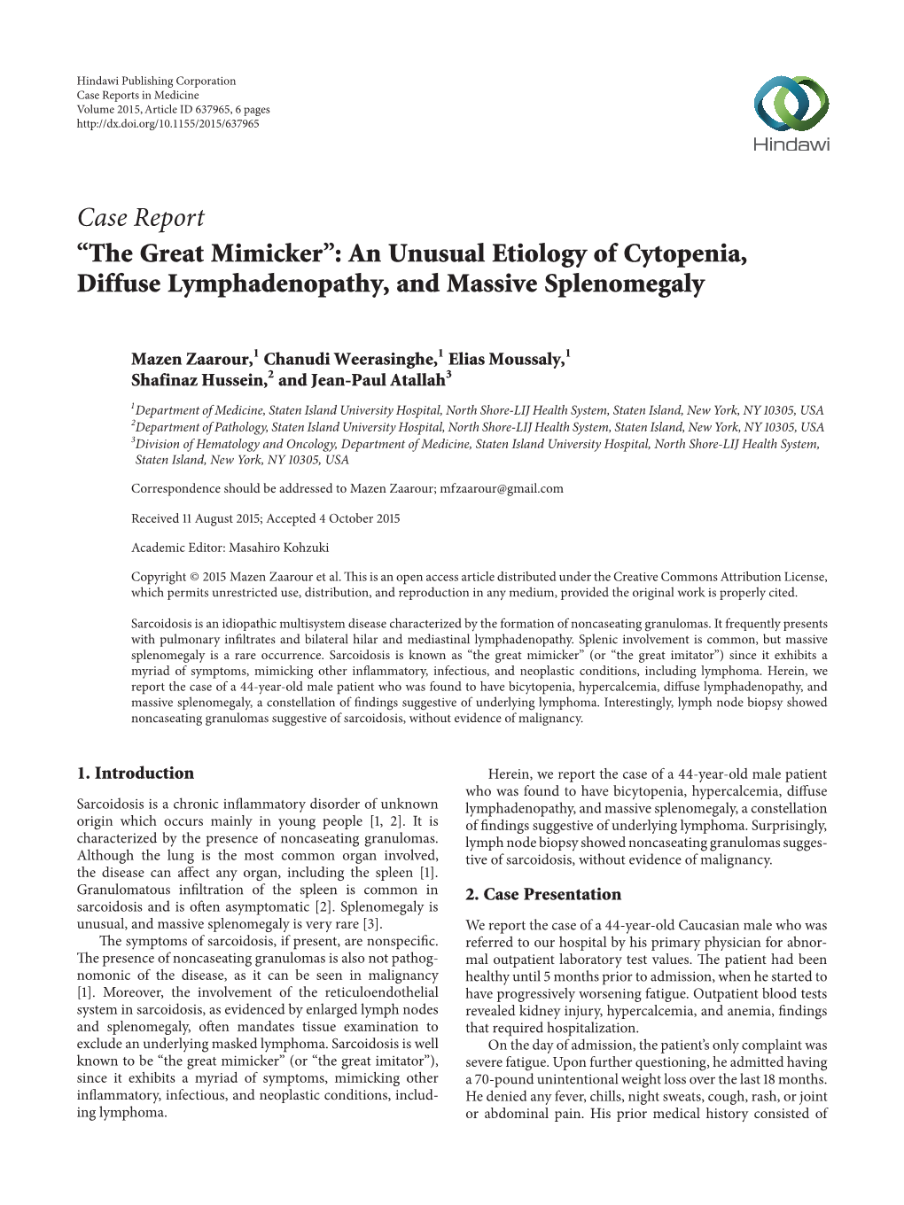 “The Great Mimicker”: an Unusual Etiology of Cytopenia, Diffuse